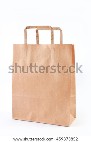 Paper shopping bag isolated on white background