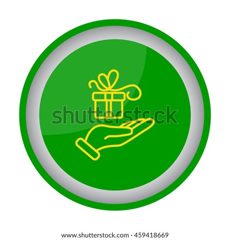 Web line icon. Gift in hand