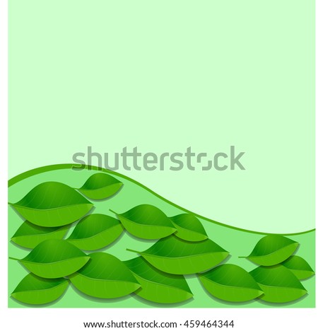 Vector leaves and green wave pattern. Abstract ecology background