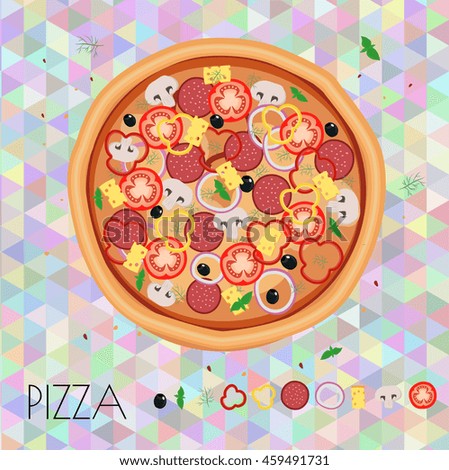 Pizza restaurant menu. Ingredients for cafe . Vector illustration