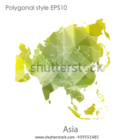 Asia map in geometric polygonal style.Abstract gems triangle,modern design background.Vector Illustration EPS10.