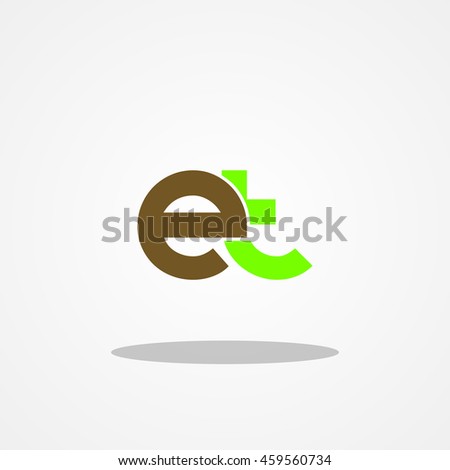 Initial letter ET lowercase logo design template brown leaf green