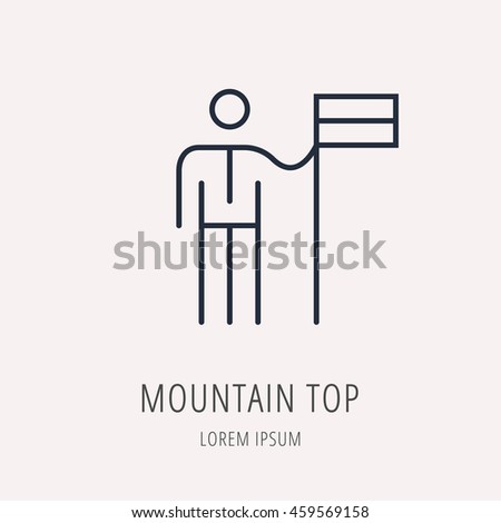 logo or label Mountain Top. Line style logotype. Easy to use business template. Vector abstract sign or emblem.