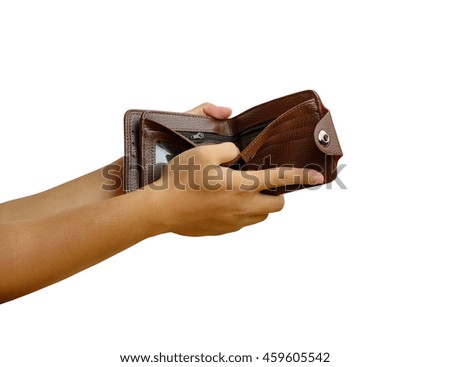 The businessman hand with empty wallet with clipping path