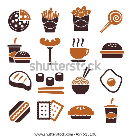 fast food, snack icon set