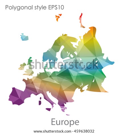 Europe map in geometric polygonal style.Abstract gems triangle,modern design background.Vector Illustration EPS10.