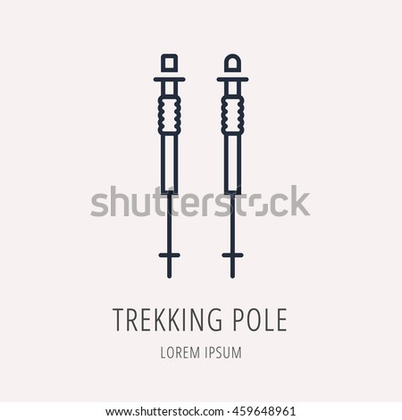 logo or label Trekking Pole. Line style logotype. Easy to use business template. Vector abstract sign or emblem.