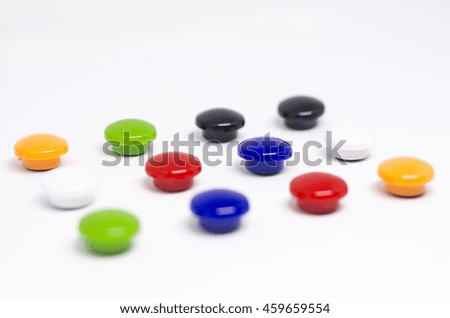 Colorful magnetic letters isolated on white background