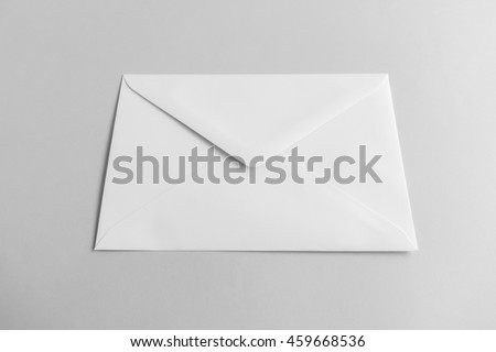 Blank envelope on gray background.