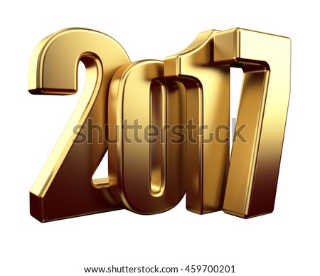 2017 gold new year 3d rendered image