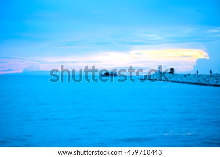 Blurred ocean and evening sky