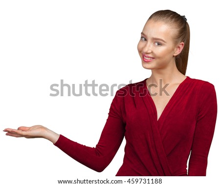 smiling young woman presenting