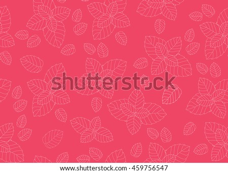 Pink abstract background. Leaves seamless pattern. Coral color.
