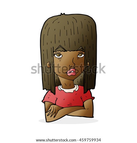 cartoon girl with folded arms