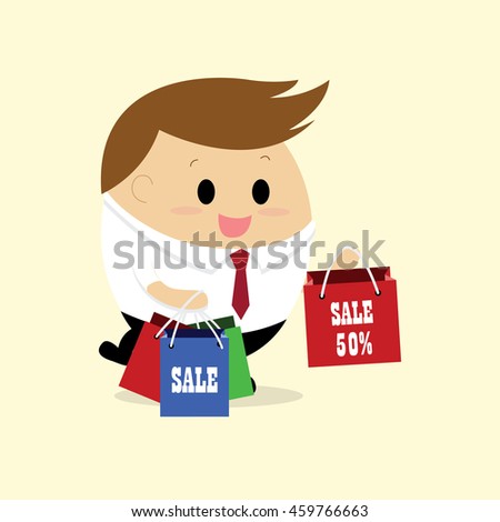 Vector of Businessman with shopping bags.