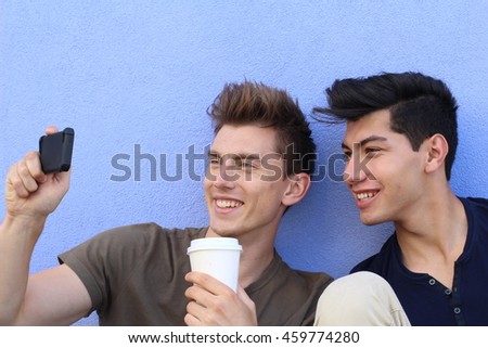 Couple of guys taking a selfie