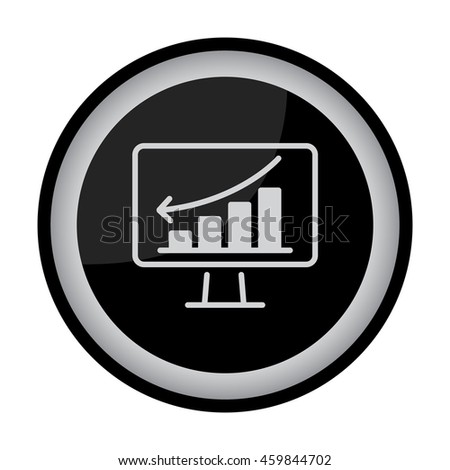 Web line icon. Monitor with business graph