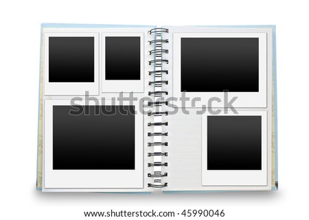 blank lined exercise book and photo frame