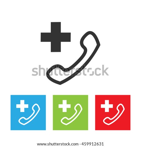 Emergency call icon. Call for ambulance logo isolated on white background. Flat vector illustration.