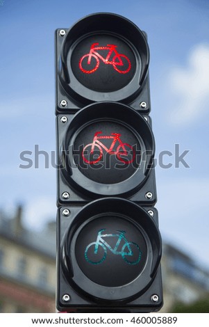 Traffic lights and for cyclists and pedestrian crossing button, Luxembourg
