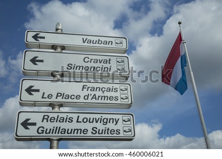 Flag of Luxembourg with signs