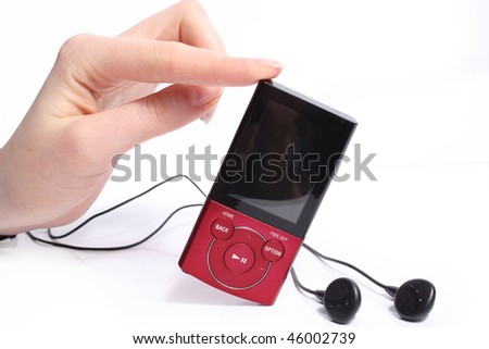 Mp3 player in hand isolated on white background Royalty-Free Stock Photo #46002739