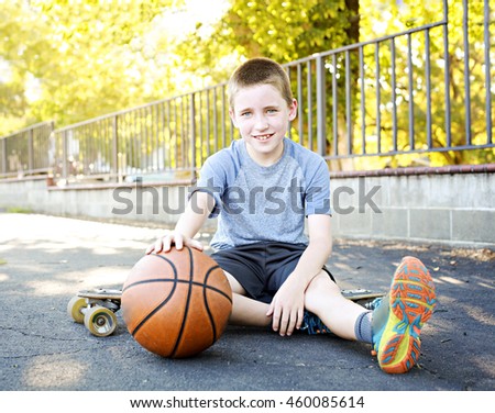 An active kid with a basketball