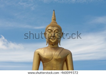 Buddha statue on blue sky