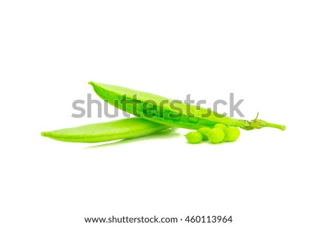 snap peas isolated on white background.