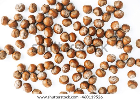 Hazelnuts On A White Background, Textures