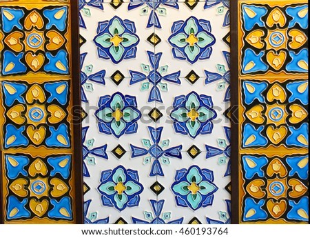 Colorful stained Glass wall in floral print