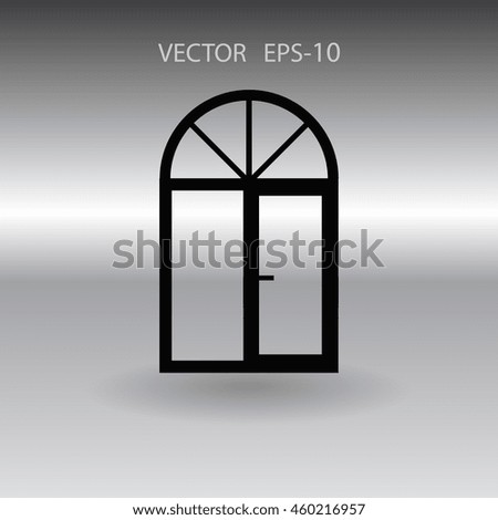 Flat long shadow Window icon, vector illustration