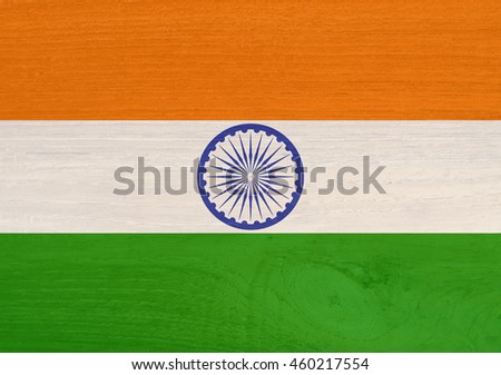 India flag on wood texture background. Happy Independence Day India flag and wood background
