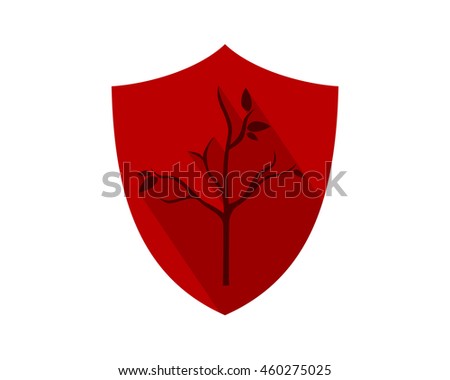 red shield dead tree leafless plant fall image vector icon