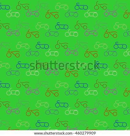 Different kind motorcycle simple logotype icon style color illustration background pattern