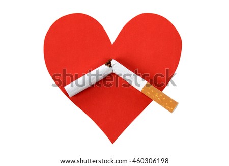 Sign and nicotine sigarette on a white background
