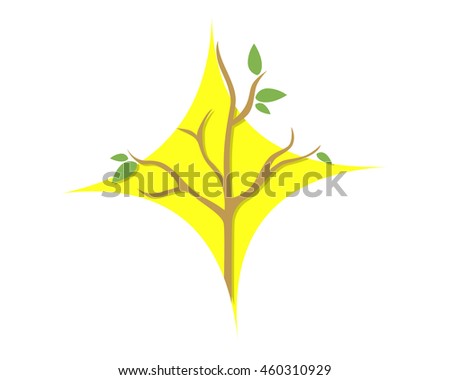 yellow star dead tree leafless plant fall image vector icon