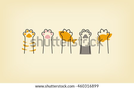 cat paws lines background, yellow wallpaper