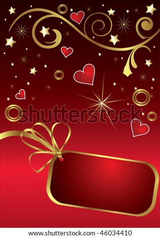 red tag on decorated red background,vector