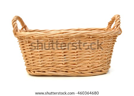 Vintage weave wicker basket isolated on white background Royalty-Free Stock Photo #460364680
