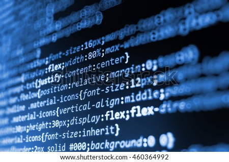 Programming code abstract screen of software developer. Software development. Programming code. Source code photo. Writing program code on computer. Software source code. Monitor photo. 
