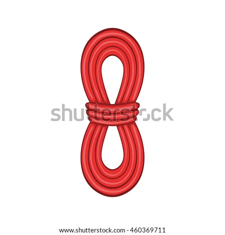 Red rope icon in cartoon style on a white background