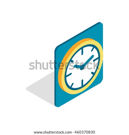 Wall color clock icon in isometric 3d style isolated on white background