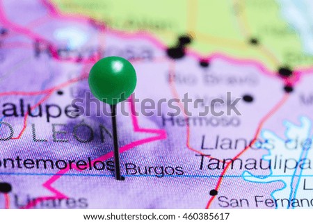 Burgos pinned on a map of Mexico
