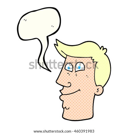 freehand drawn comic book speech bubble cartoon male face