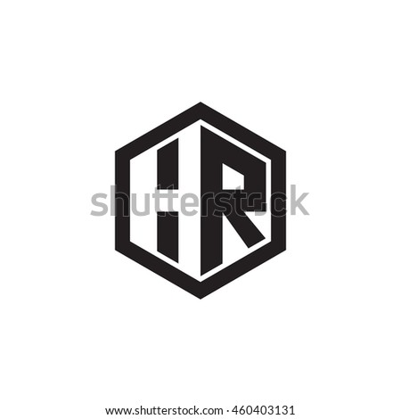 Initial letters HR negative space hexagon shape monogram logo