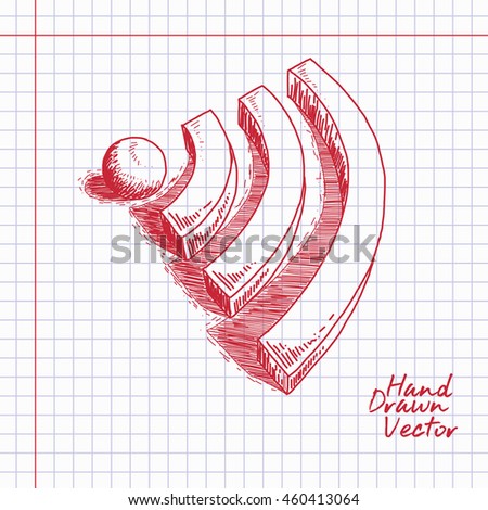 Wifi sketch Illustration. Hand drawn Vector