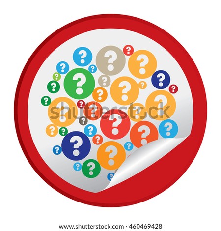Red Question Mark Infographics Icon on Circle Peeling Sticker Isolated on White Background 