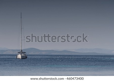 Sailing yacht pictured on the coastal waters of the Adriatic sea and the Island of Hvar
