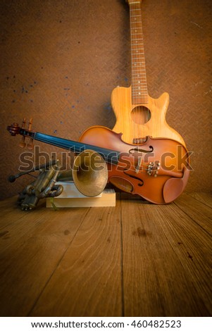 music instruments,guitar, trumpet, violin